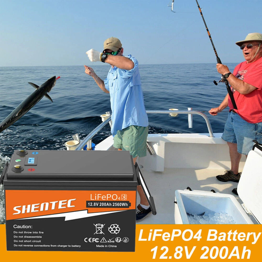 SHENTEC 12V 200Ah Batteria LiFePO4 al Litio per Barca e Camper 6000+ Cicli