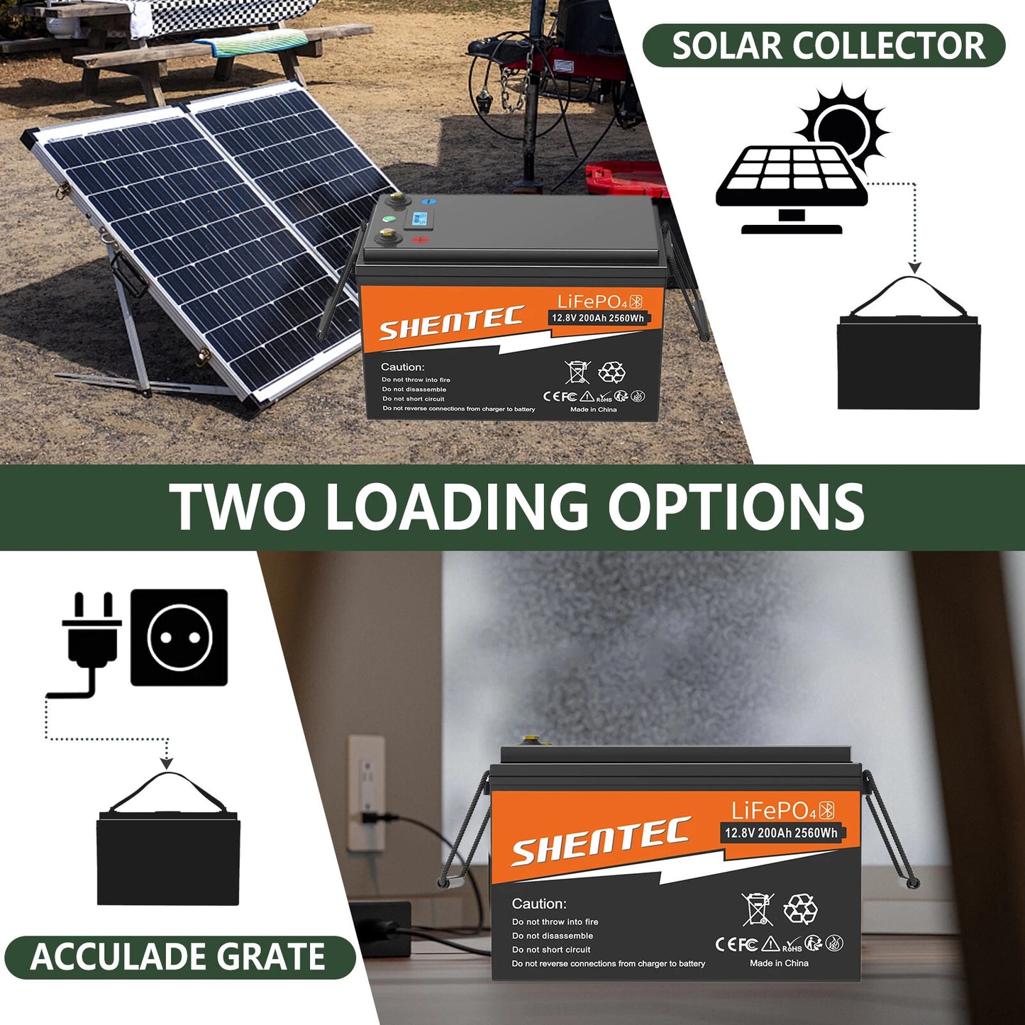 SHENTEC 12V 200Ah Batteria LiFePO4 al Litio per Barca e Camper 6000+ Cicli