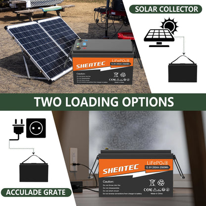 SHENTEC 12V 200Ah Batteria LiFePO4 al Litio per Barca e Camper 6000+ Cicli
