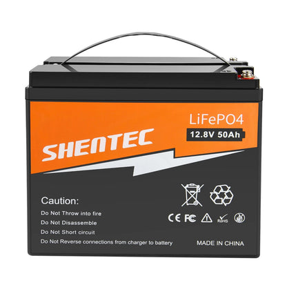 SHENTEC 12.8V 50Ah Batteria LiFePO4 Al Litio Per Pannelli Solari, Camper, Barca, Caravan, Campeggio