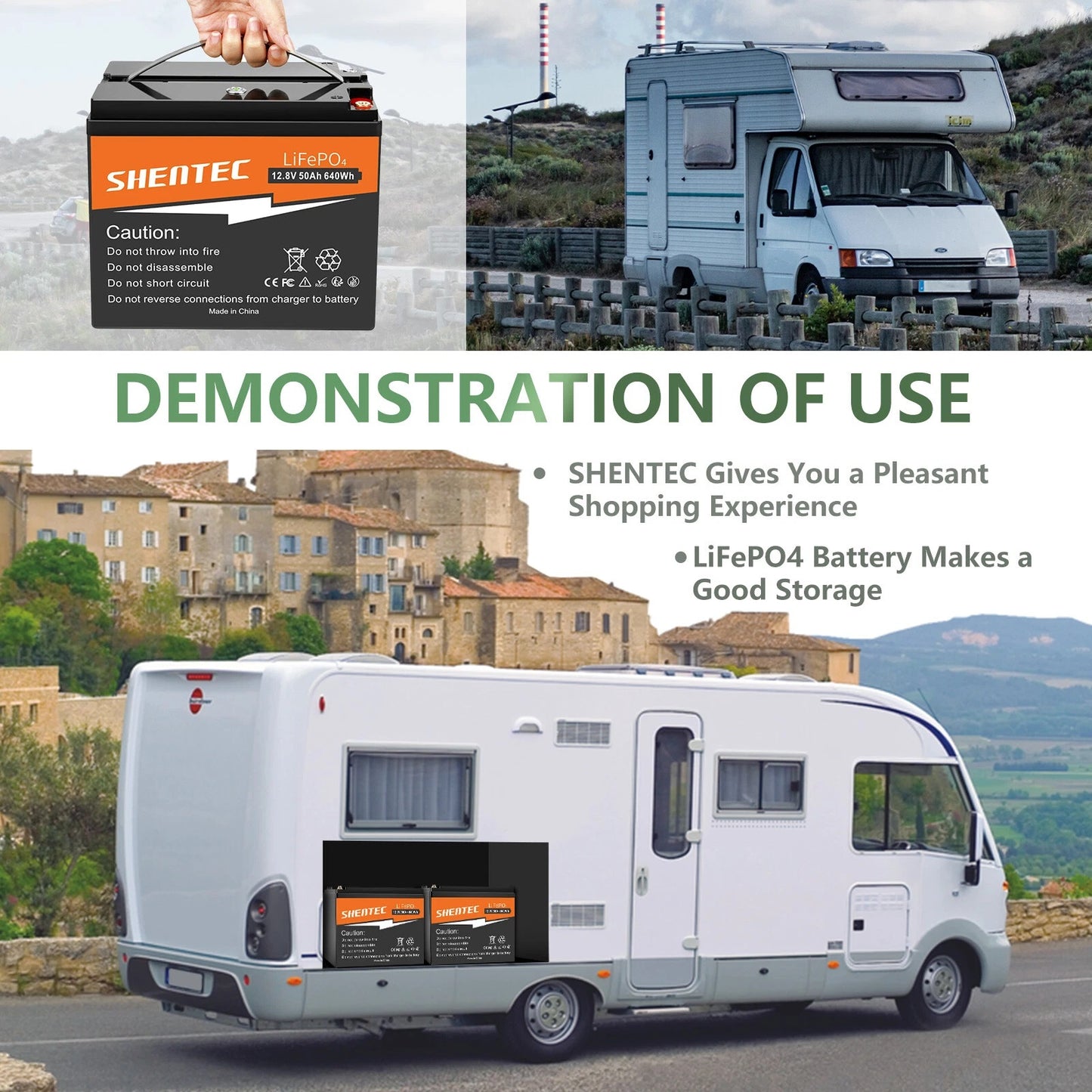 SHENTEC 12.8V 50Ah Batteria LiFePO4 Al Litio Per Pannelli Solari, Camper, Barca, Caravan, Campeggio