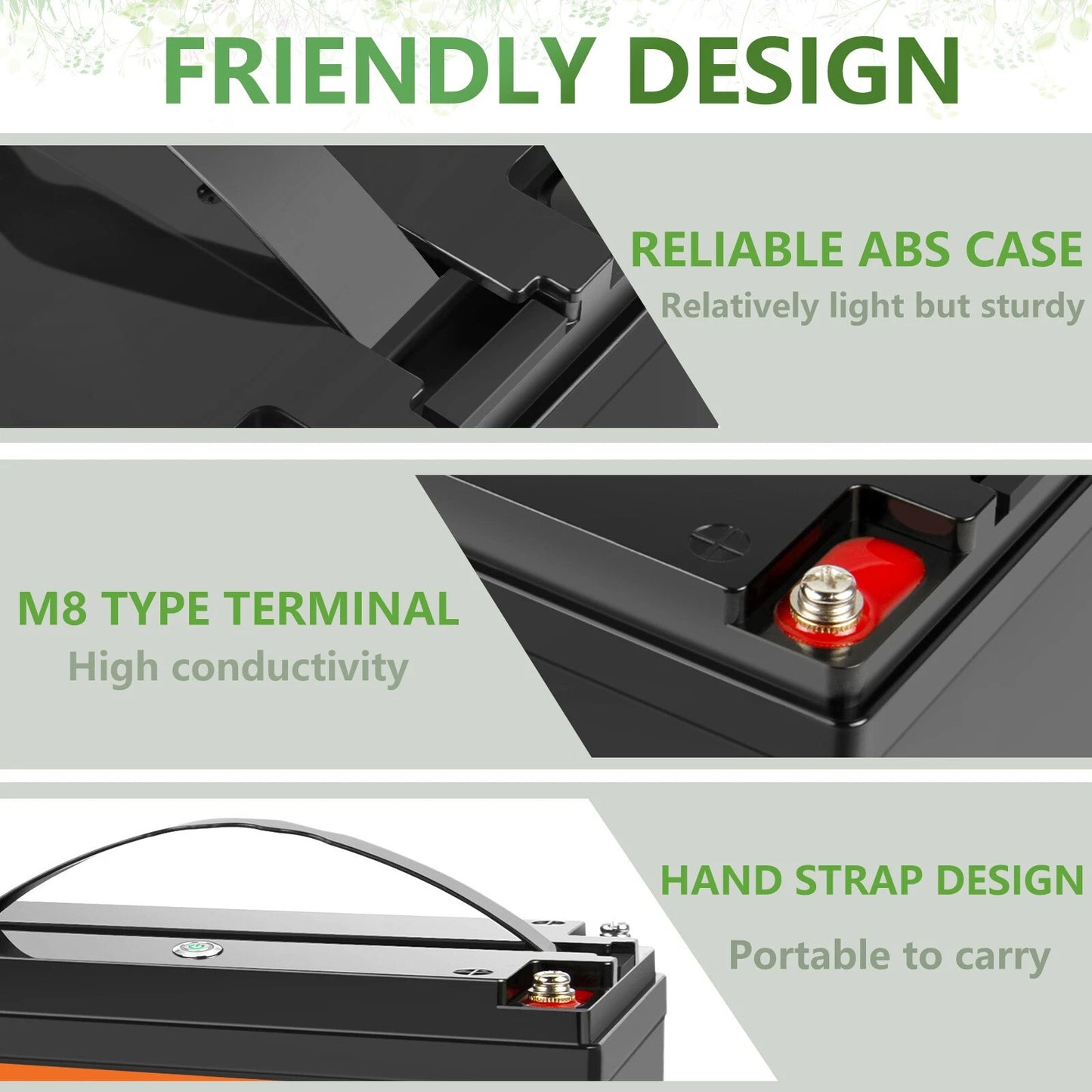 SHENTEC 12.8V 50Ah Batteria LiFePO4 Al Litio Per Pannelli Solari, Camper, Barca, Caravan, Campeggio