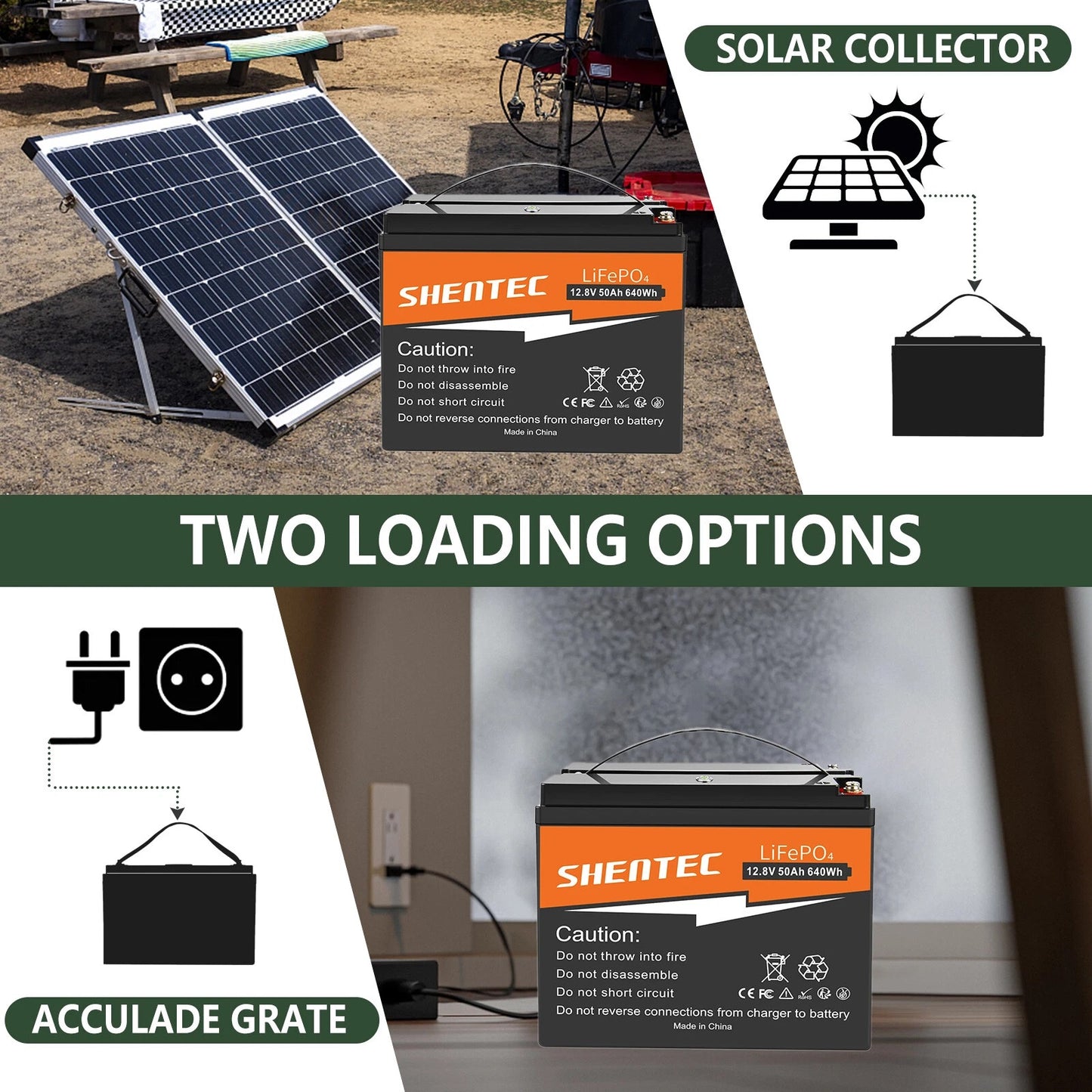 SHENTEC 12.8V 50Ah Batteria LiFePO4 Al Litio Per Pannelli Solari, Camper, Barca, Caravan, Campeggio