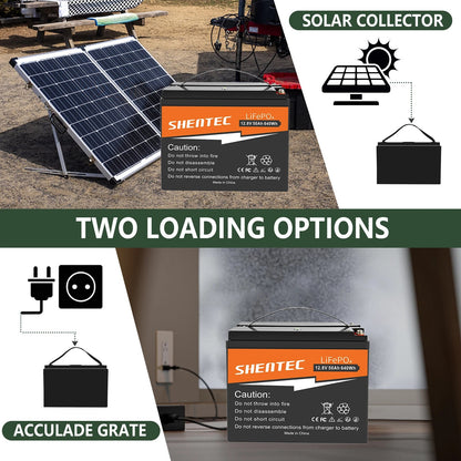 SHENTEC 12.8V 50Ah Batteria LiFePO4 Al Litio Per Pannelli Solari, Camper, Barca, Caravan, Campeggio