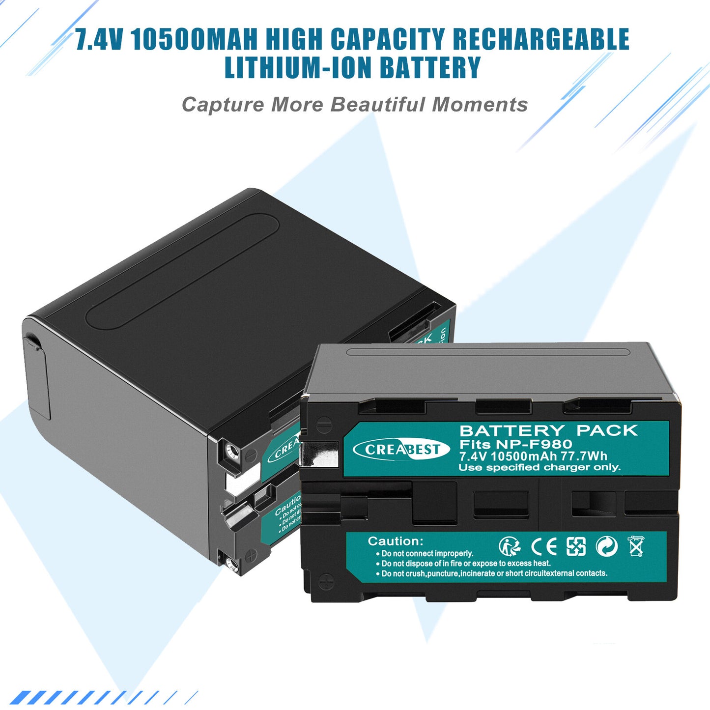 2X Batteria 7.4V NP-F970 10500mAh per Sony NP-F930 F950 NP-F530 F960 NP-F990