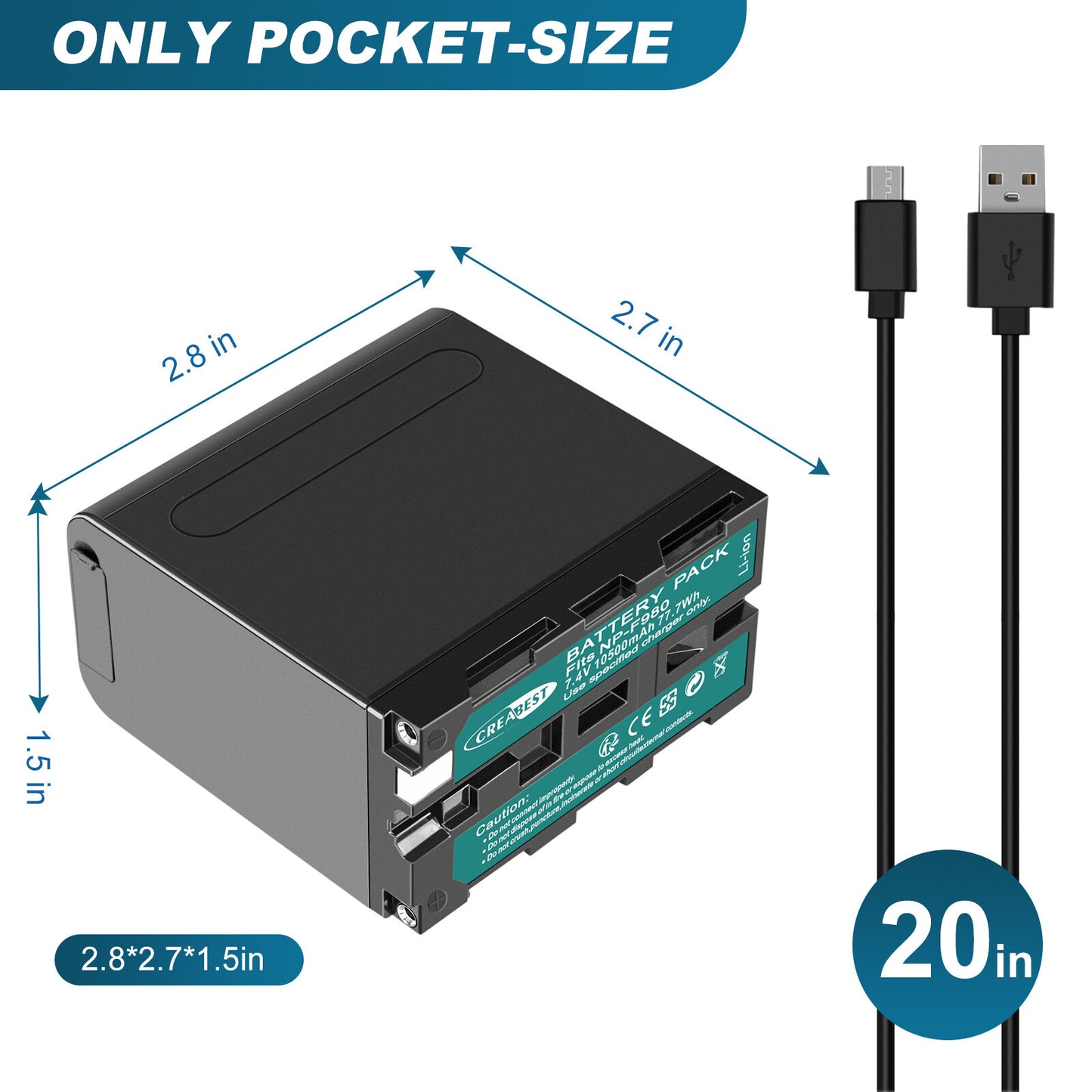 2X Batteria 7.4V NP-F970 10500mAh per Sony NP-F930 F950 NP-F530 F960 NP-F990
