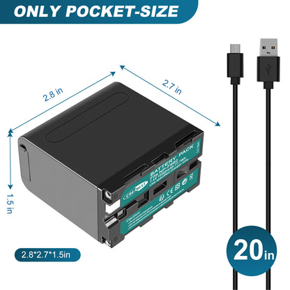 2X Batteria 7.4V NP-F970 10500mAh per Sony NP-F930 F950 NP-F530 F960 NP-F990