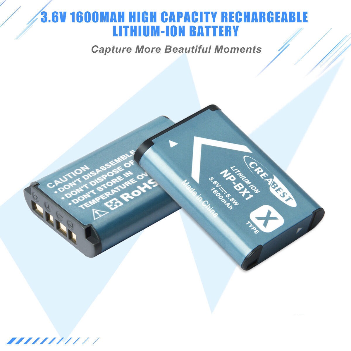 SHENTEC Confezione da 2 Batterie NP-BX1 per Sony DSC-RX100, HX300, H400, WX350, WX400, HX50V, HX60