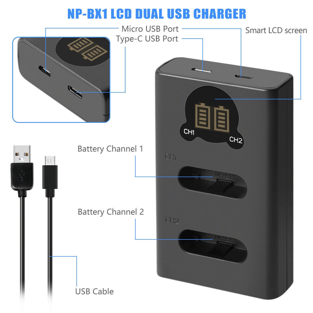 SHENTEC Confezione da 2 Batterie NP-BX1 per Sony DSC-RX100, HX300, H400, WX350, WX400, HX50V, HX60