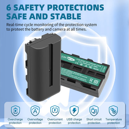 2Pack 7.2V Batteria NP-F550 + Doppio Caricatore per SONY NP-F970 NP-F960 F990 F950 F530 F330