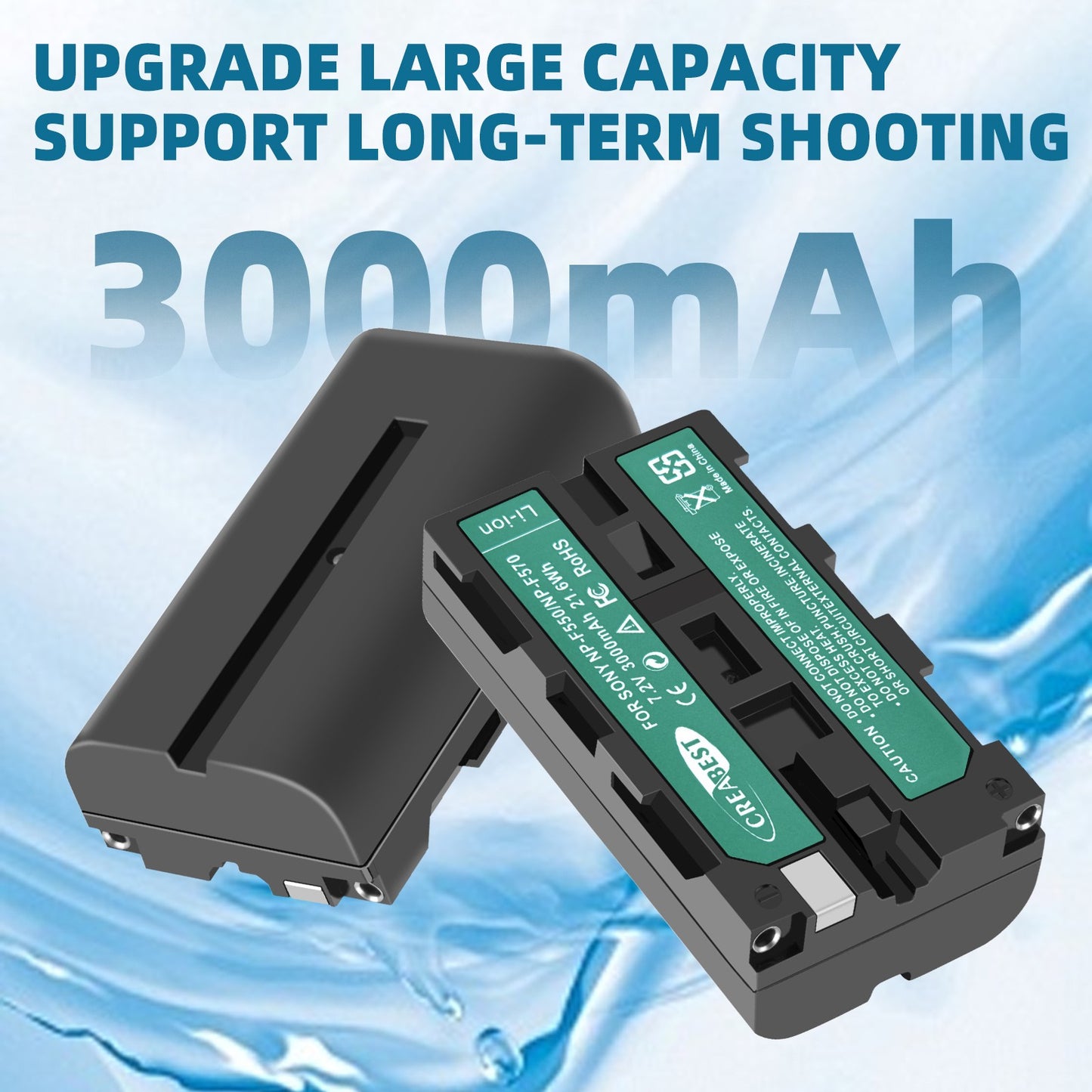 2Pack 7.2V Batteria NP-F550 + Doppio Caricatore per SONY NP-F970 NP-F960 F990 F950 F530 F330