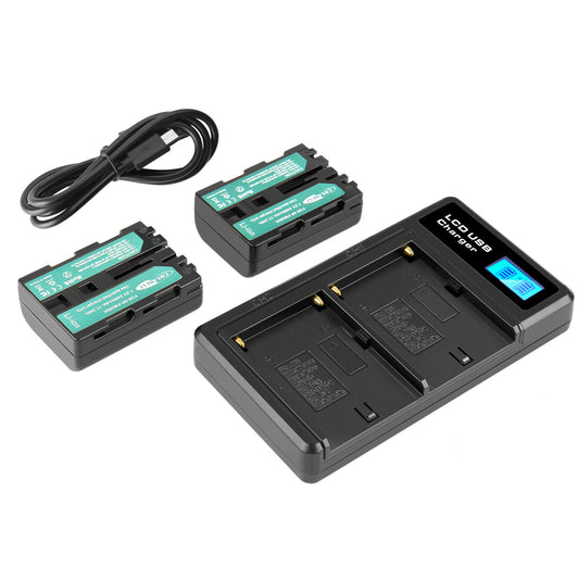 SHENTEC 2x Batteria NP-FM500H +Caricabatterie Per Sony Alpha DSLR/SLT A57 A68 A58 A300K/N A100