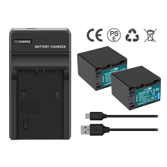 2x Batteria NP-FV70 2.6ah per Sony NP-FV100 NP-FV90 NP-FV50 NP-FV30 NP-FV40 Caricabatterie