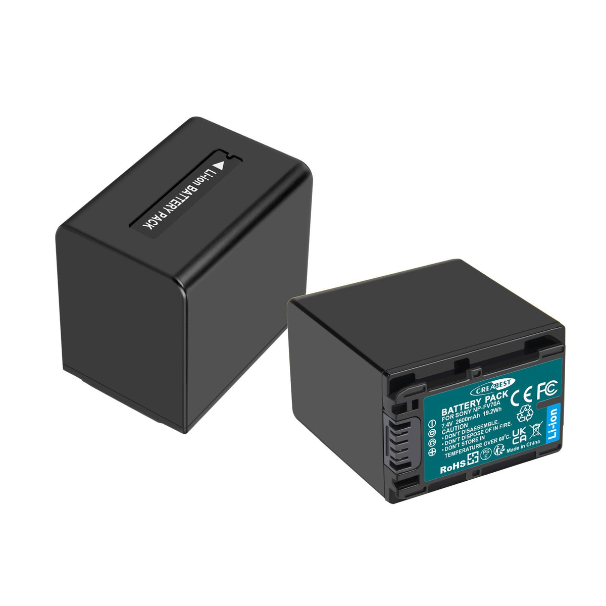 2x Batteria NP-FV70 2.6ah per Sony NP-FV100 NP-FV90 NP-FV50 NP-FV30 NP-FV40 Caricabatterie