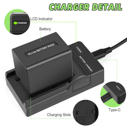 2x Batteria NP-FV70 2.6ah per Sony NP-FV100 NP-FV90 NP-FV50 NP-FV30 NP-FV40 Caricabatterie