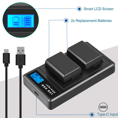 2X NP-FW50 Batteria &Caricabatterie Rapido Per Sony A6500 A6000 A7R A7RII A7S A7II RX10