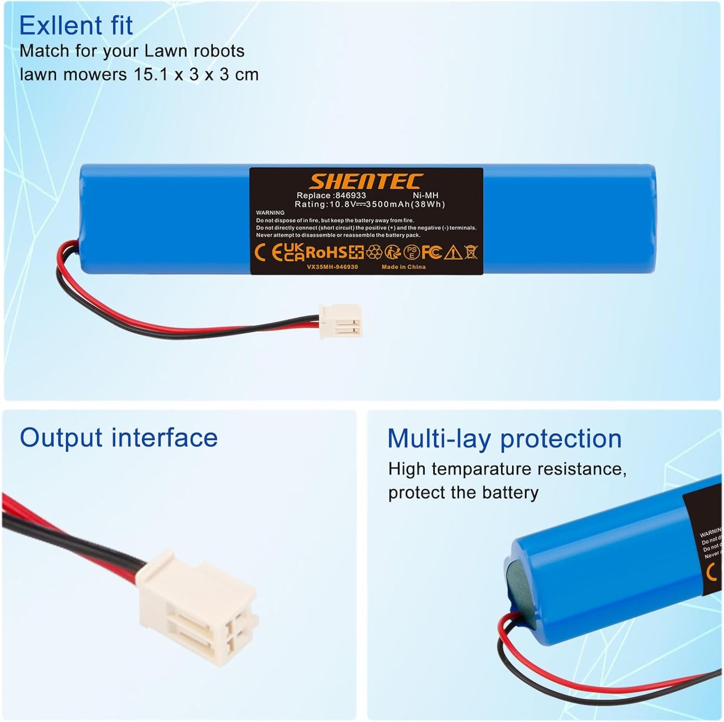 Batteria di ricambio SHENTEC per tapparelle avvolgibili solari per azionamento tapparella Velux 946933, tapparelle avvolgibili solari SSL, tapparelle avvolgibili solari