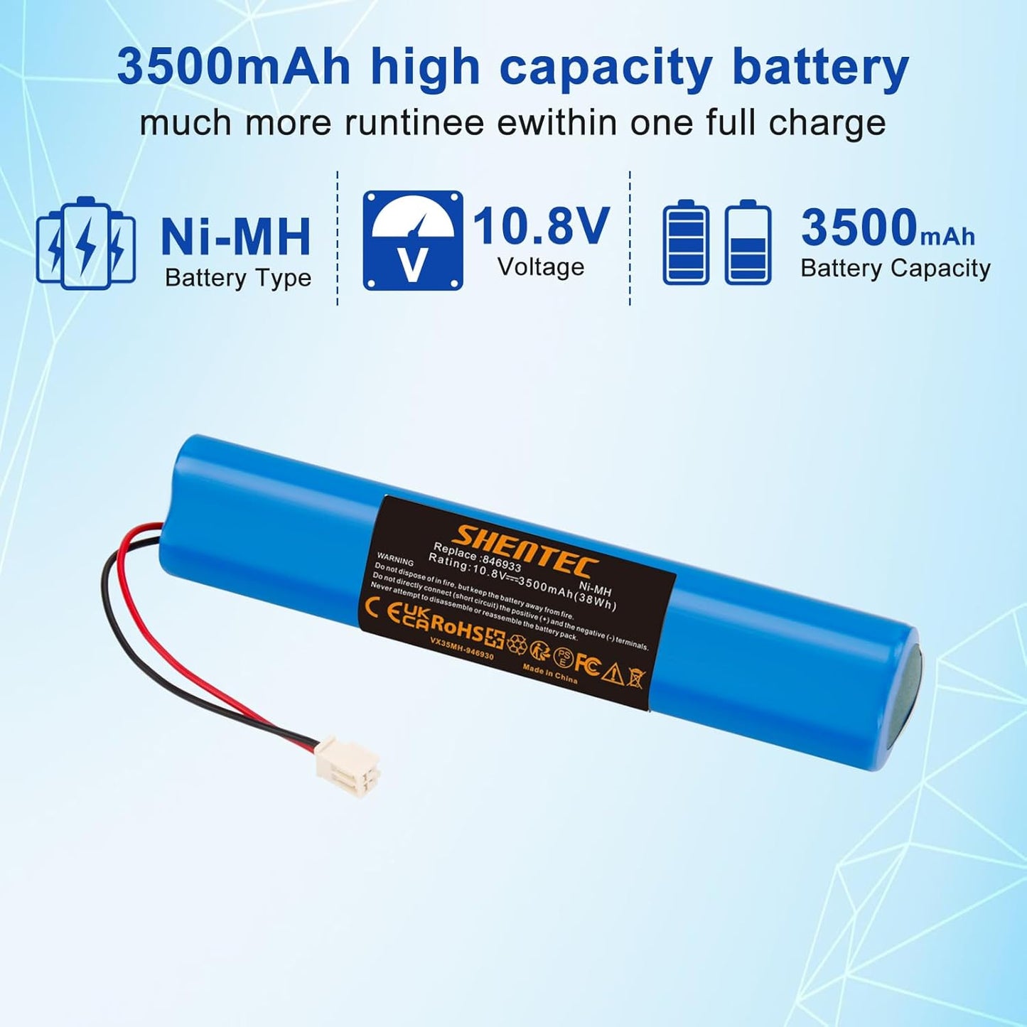 Batteria di ricambio SHENTEC per tapparelle avvolgibili solari per azionamento tapparella Velux 946933, tapparelle avvolgibili solari SSL, tapparelle avvolgibili solari