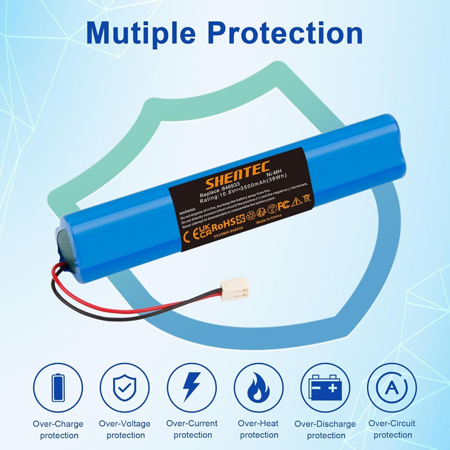 Batteria di ricambio SHENTEC per tapparelle avvolgibili solari per azionamento tapparella Velux 946933, tapparelle avvolgibili solari SSL, tapparelle avvolgibili solari