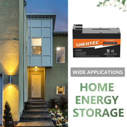 SHENTEC Batteria LiFePO4 8Ah 12,8V con BMS per barca, camper, impianti solari, caravan, camper e golf off-grid