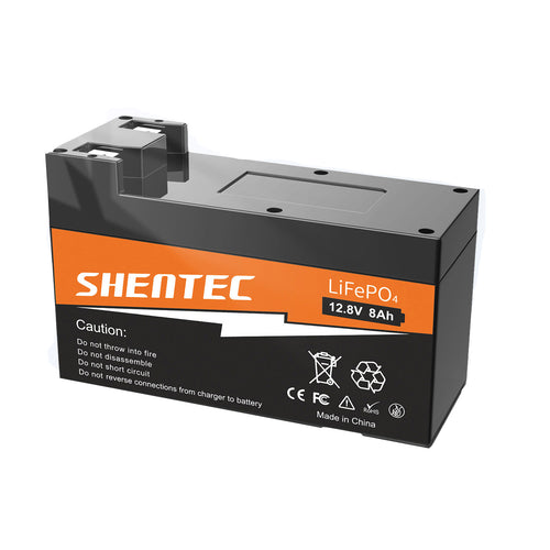 SHENTEC Batteria LiFePO4 8Ah 12,8V con BMS per barca, camper, impianti solari, caravan, camper e golf off-grid