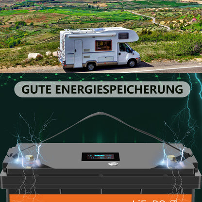 SHENTEC Batteria LiFePO4 12/24V 100/150/200/300Ah con BMS per impianti solari, barche, veicoli off-grid e RV