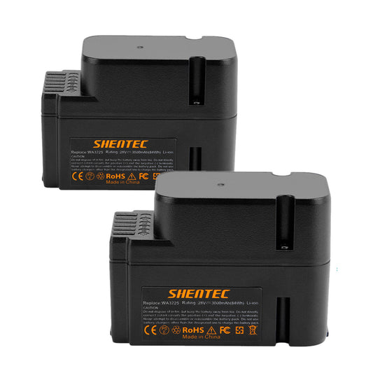 SHENTEC PLG Confezione da 2 Batteria Li-ion 3.0AH 28V per Worx WG790E WG754E WG794E WG755E WA3225 WA3565