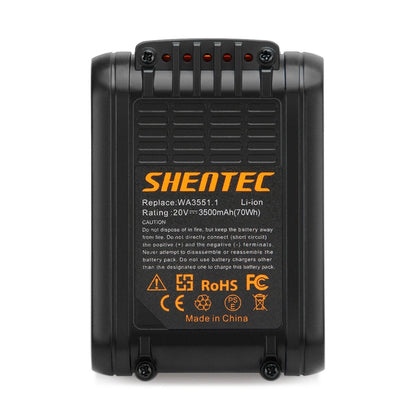 SHENTEC 3500mAh 20V Batteria di ricambio per Worx WA3551.1 WG169 WX372 WX166 WX372 WX390