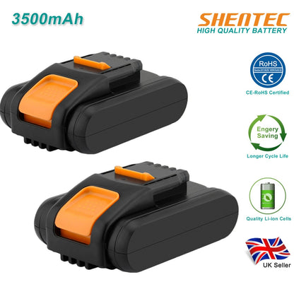 SHENTEC Confezione da 2 Batterie Li-ion 3500mAh 20V per Worx WA3551.1 WG169 WX372 WX166 WX372