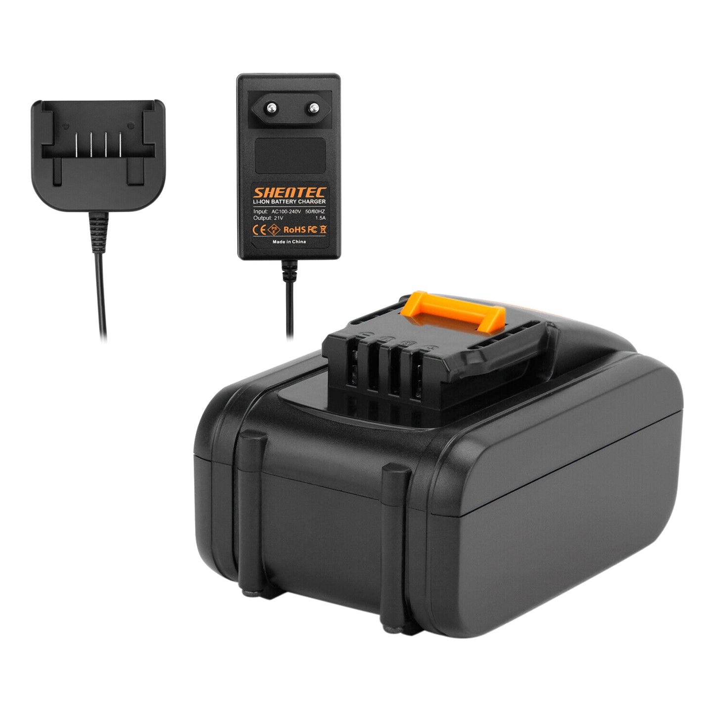 SHENTEC Batteria Li-Ion 20V + caricabatterie per Worx WA3551.1 WA3551 WA3553 WA3516 WG169 WX372