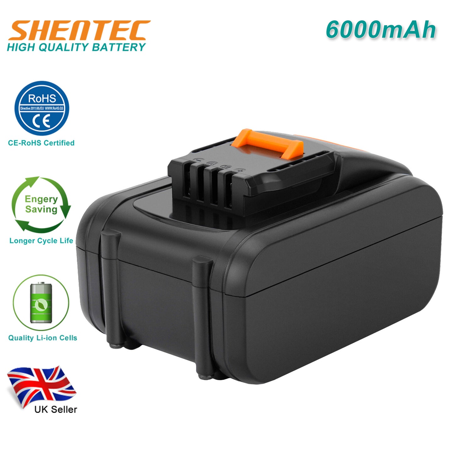 SHENTEC 6000mAh 20V Li-Ion Batteria per Worx WA3551.1 WG169 WX372 WX166 WX372 WX390 WX166