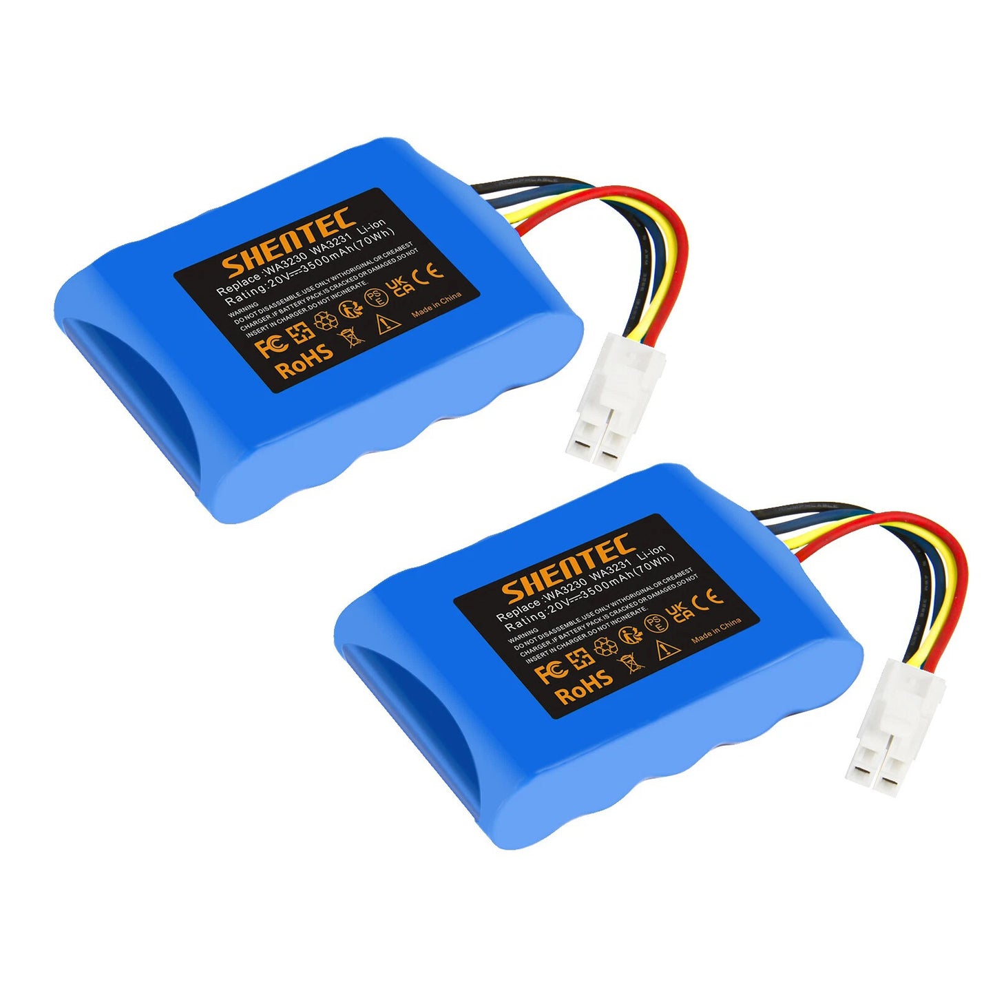 SHENTEC 2x Batteria Li-ion 3500mAh 20V per Worx 50032492 50032774 WA3230 WA3231 S500i
